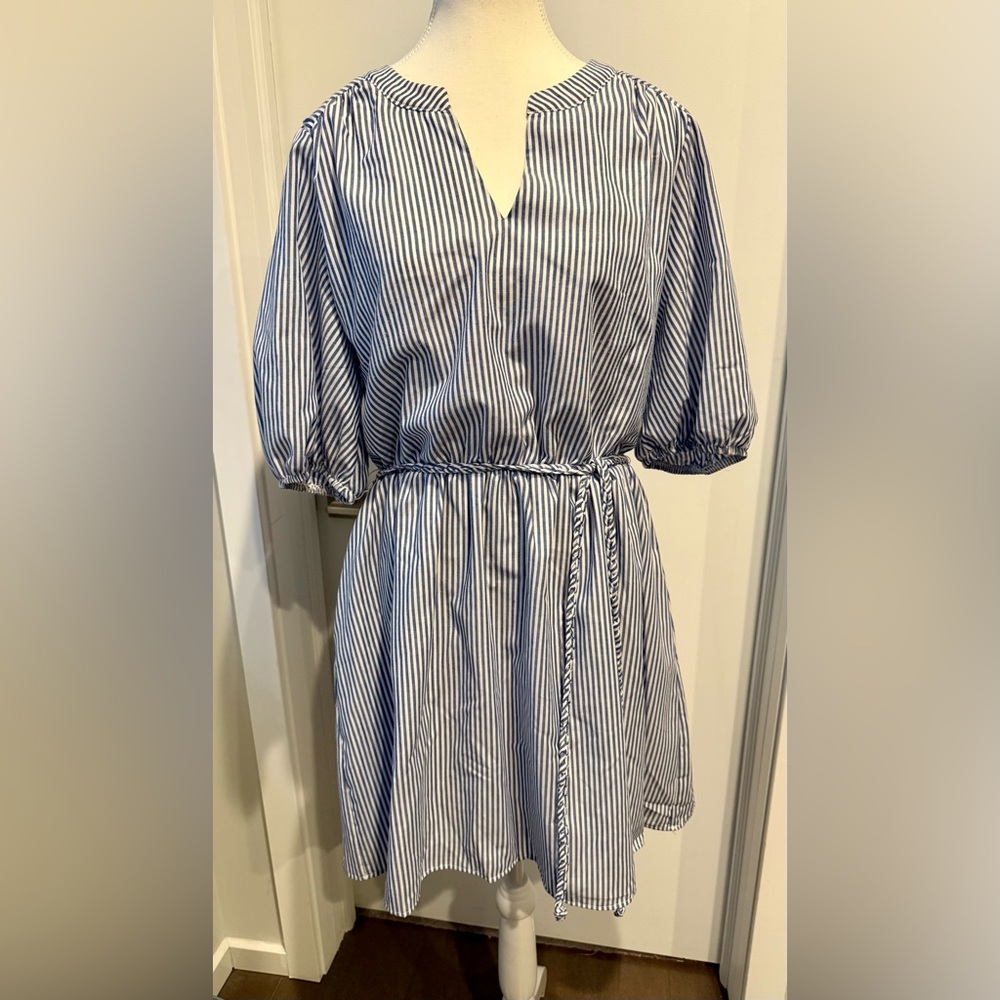 Gibsonlook Sky Blue and White Striped Dress